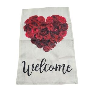 Valentine's Day Red Rose Heart Garden Flag *NIP*